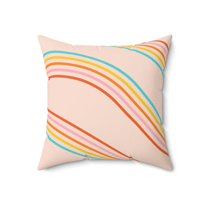 Happy Rainbows Square Pillow Home Decor Pink Sweetheart