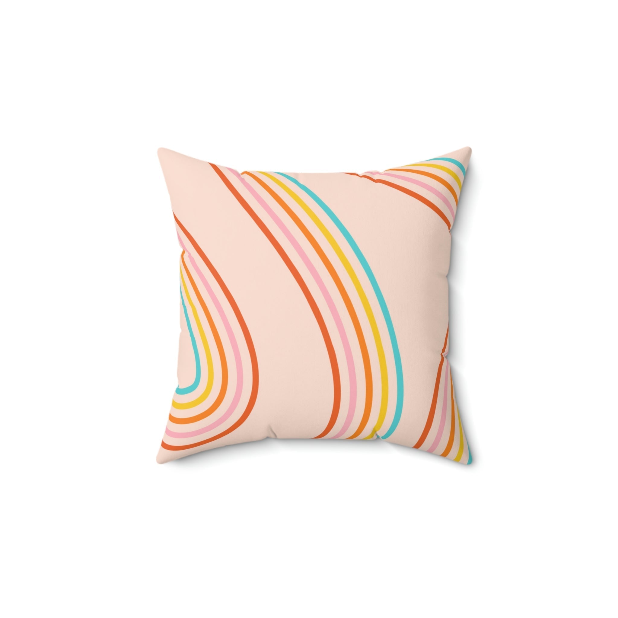 Happy Rainbows Square Pillow Home Decor Pink Sweetheart