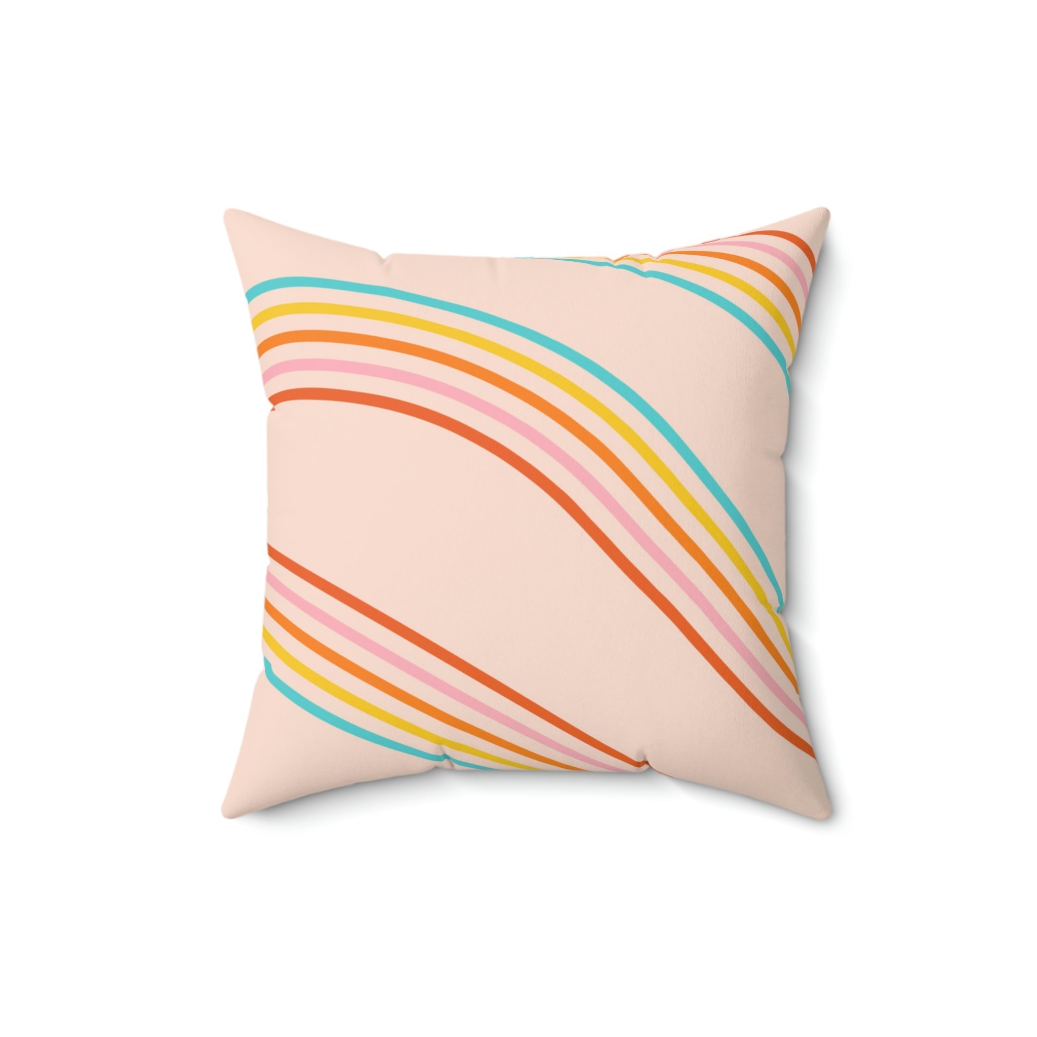 Happy Rainbows Square Pillow Home Decor Pink Sweetheart