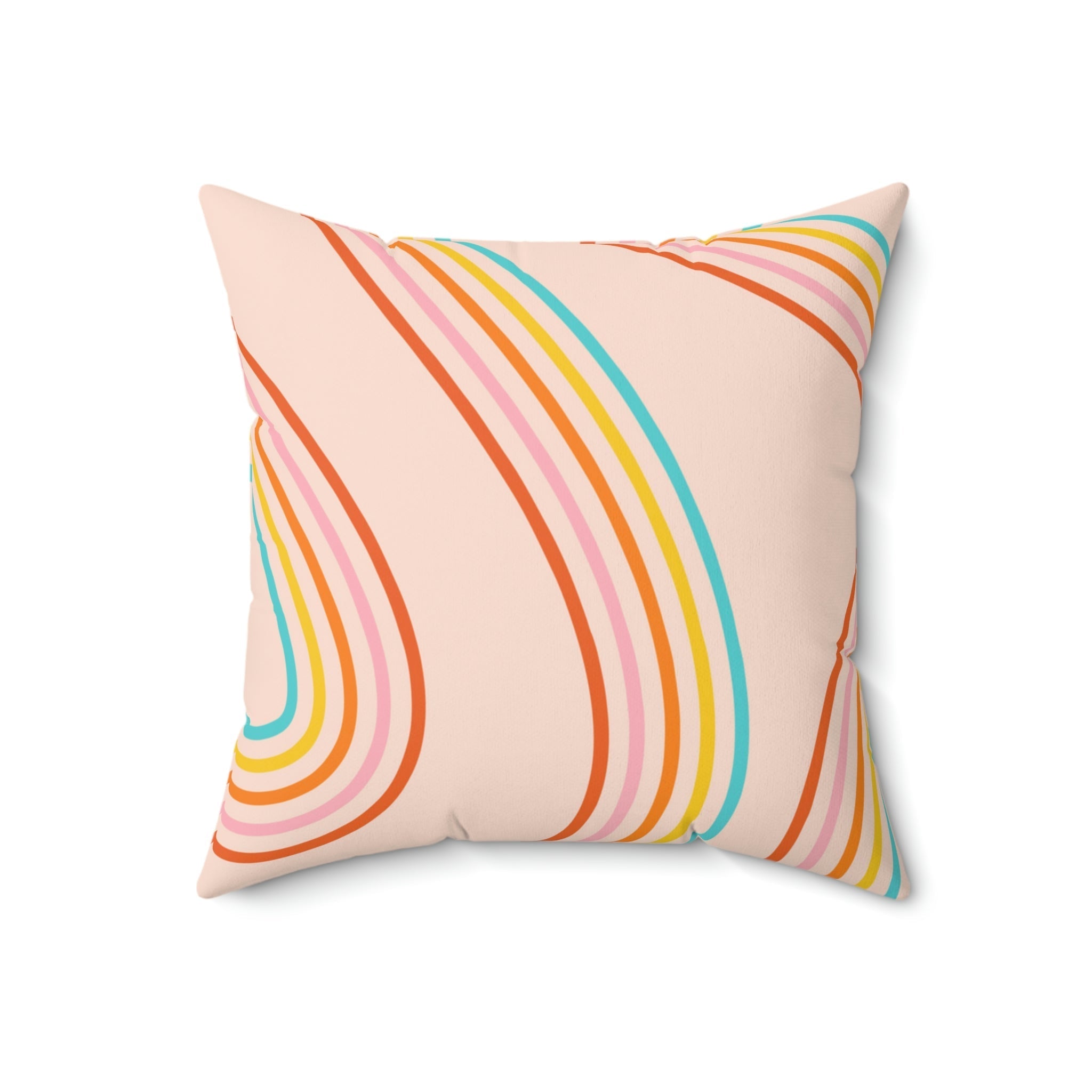 Happy Rainbows Square Pillow Home Decor Pink Sweetheart
