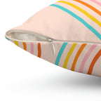 Happy Rainbows Square Pillow Home Decor Pink Sweetheart