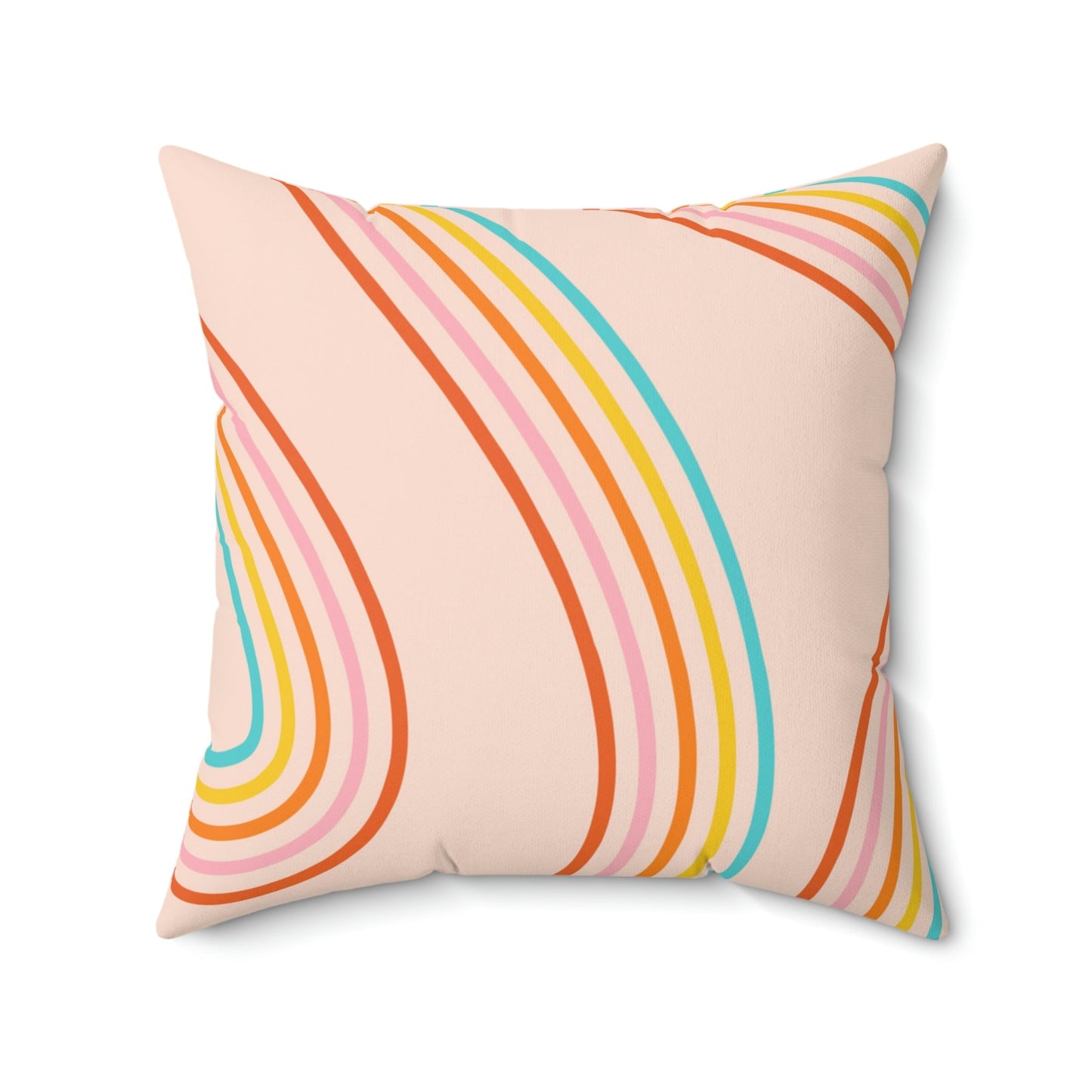 Happy Rainbows Square Pillow Home Decor Pink Sweetheart