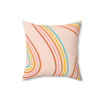 Happy Rainbows Square Pillow Home Decor Pink Sweetheart