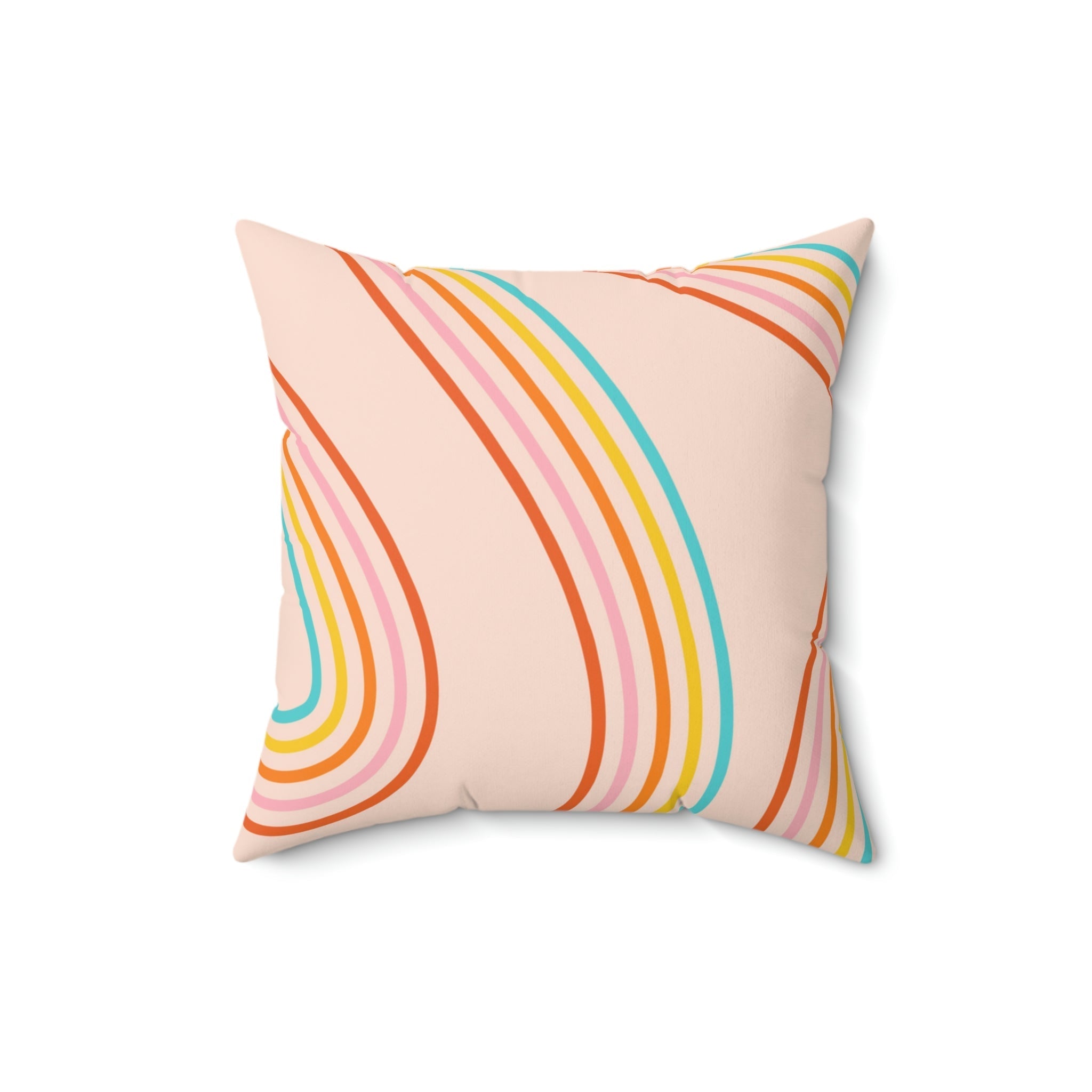 Happy Rainbows Square Pillow Home Decor Pink Sweetheart