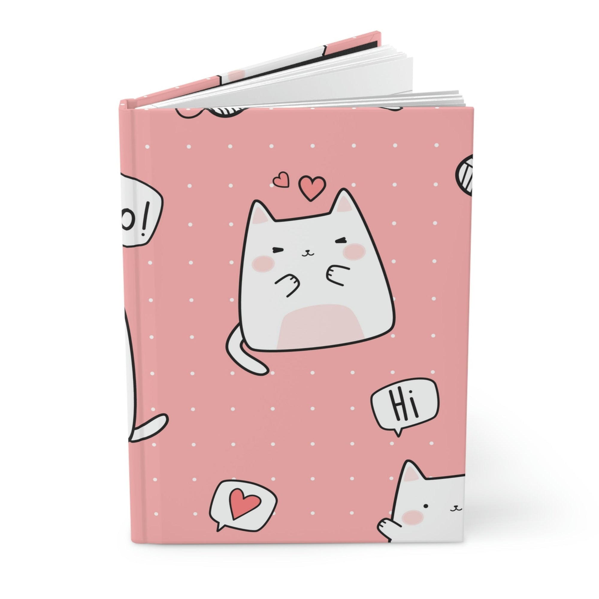 Hello Little Kitty Hardcover Matte Journal Paper products Pink Sweetheart
