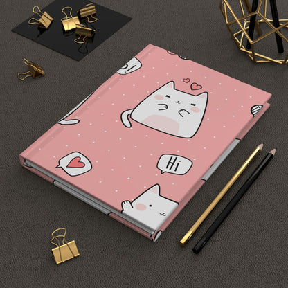 Hello Little Kitty Hardcover Matte Journal Paper products Pink Sweetheart