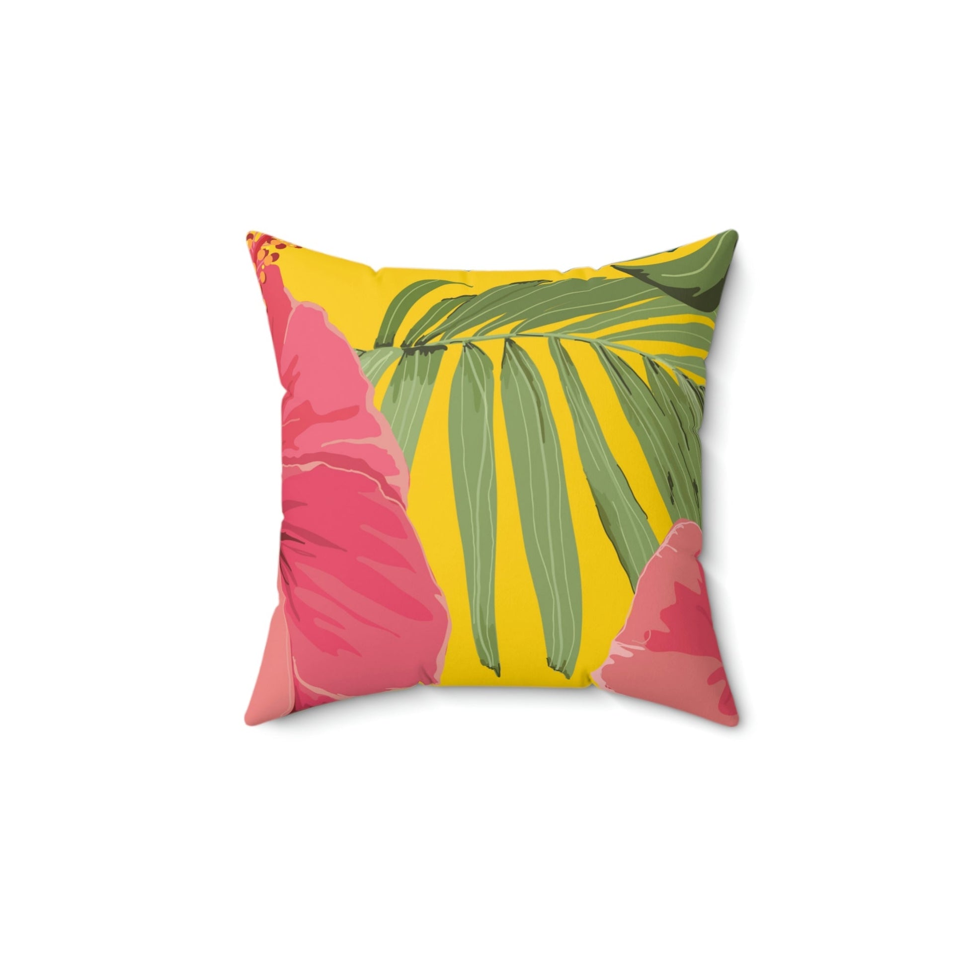 Hibiscus Flower Square Pillow Home Decor Pink Sweetheart