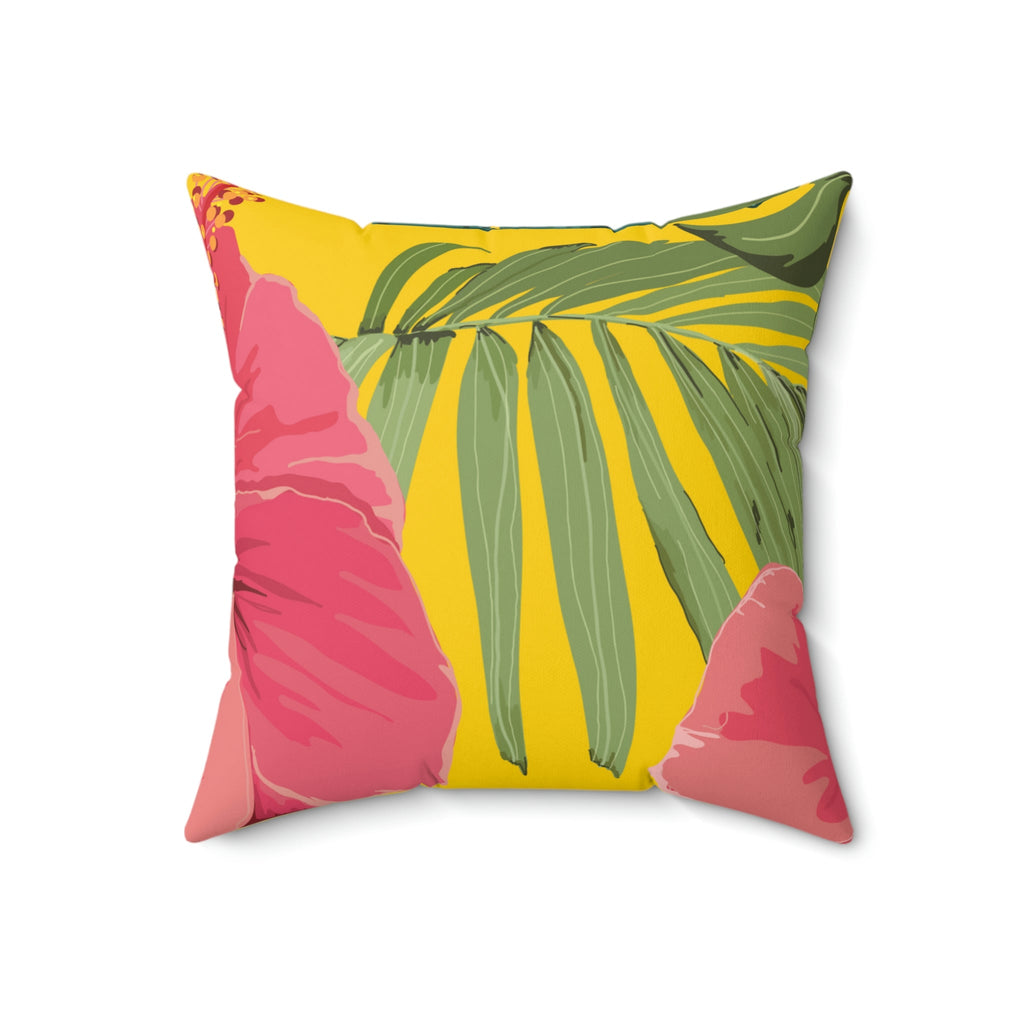 Hibiscus Flower Square Pillow Home Decor Pink Sweetheart