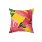 Hibiscus Flower Square Pillow Home Decor Pink Sweetheart