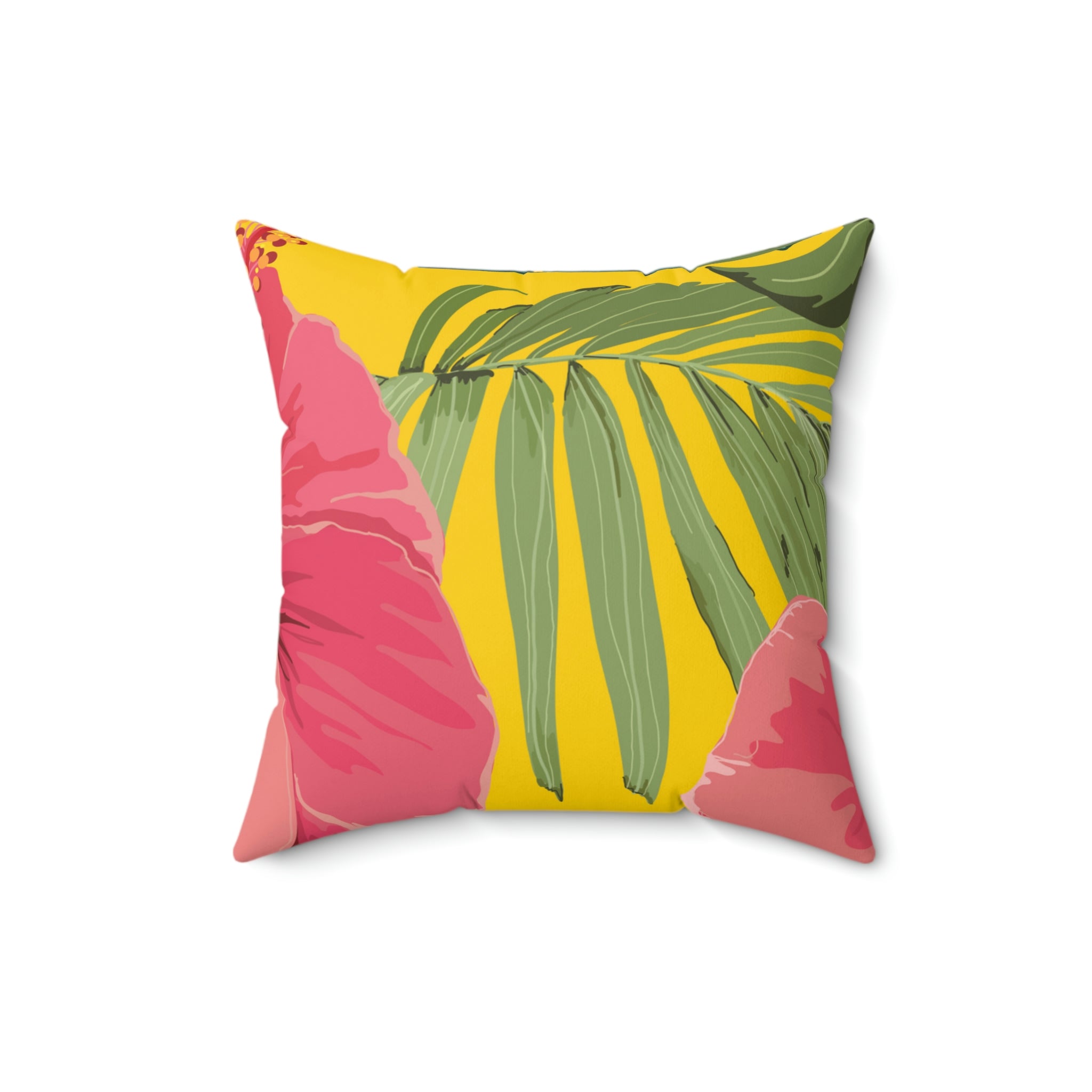 Hibiscus Flower Square Pillow Home Decor Pink Sweetheart