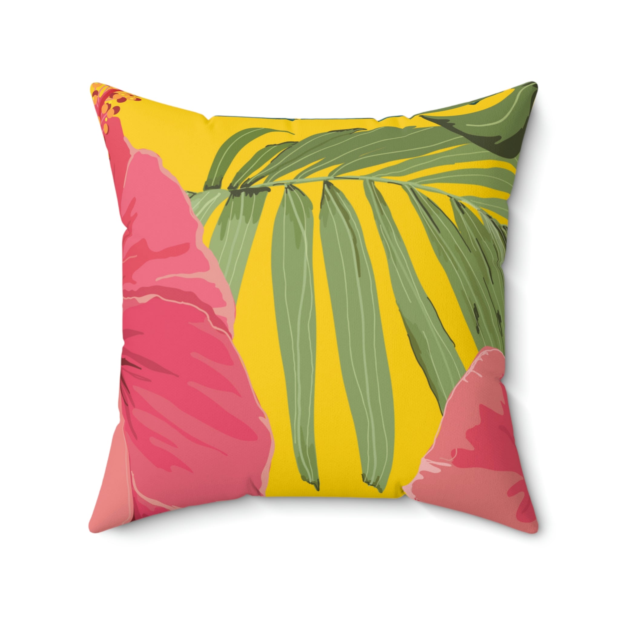 Hibiscus Flower Square Pillow Home Decor Pink Sweetheart