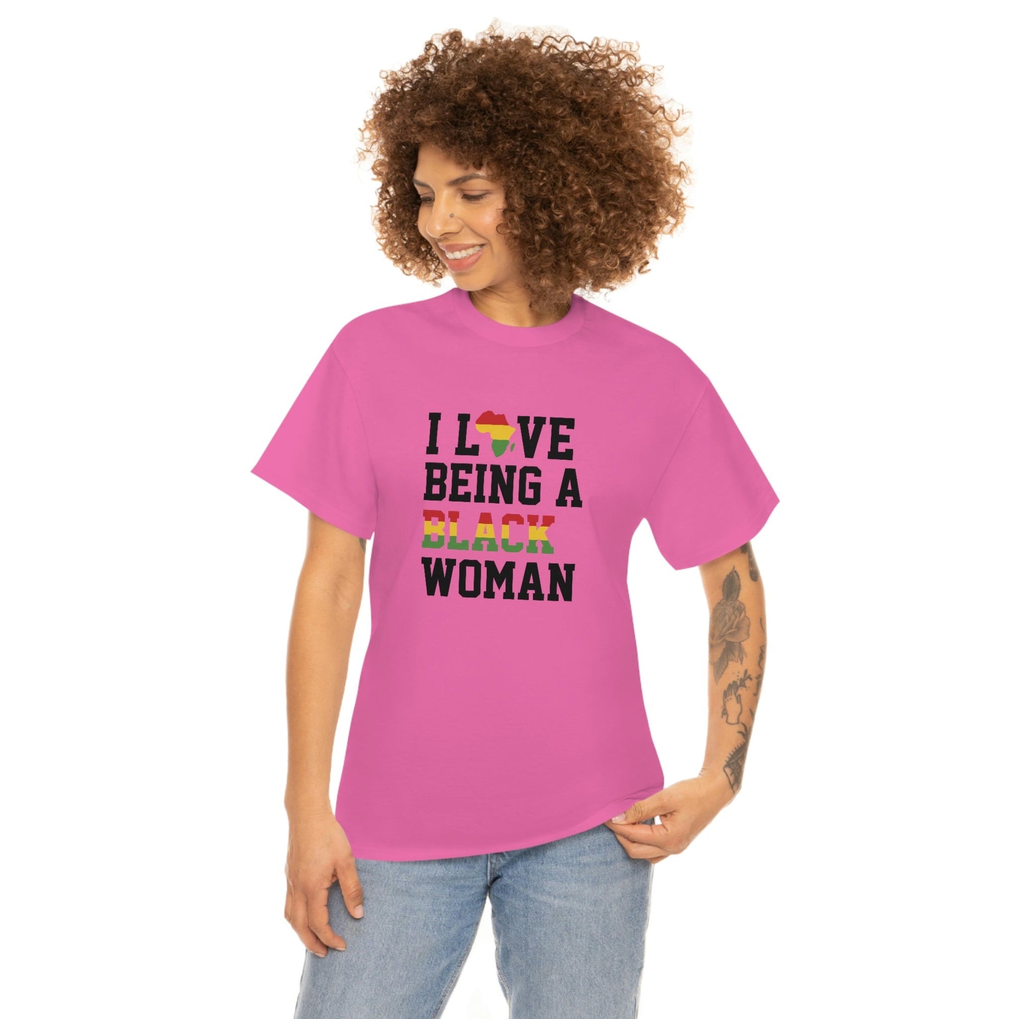I Love Being a Black Woman Cotton Tee T-Shirt Pink Sweetheart
