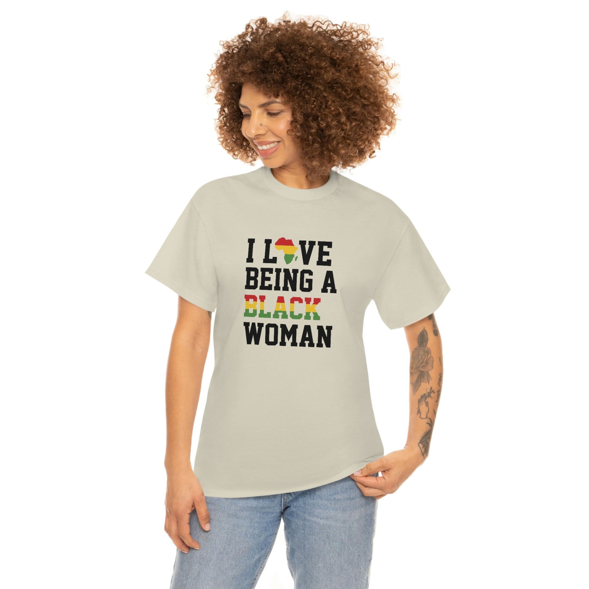 I Love Being a Black Woman Cotton Tee T-Shirt Pink Sweetheart