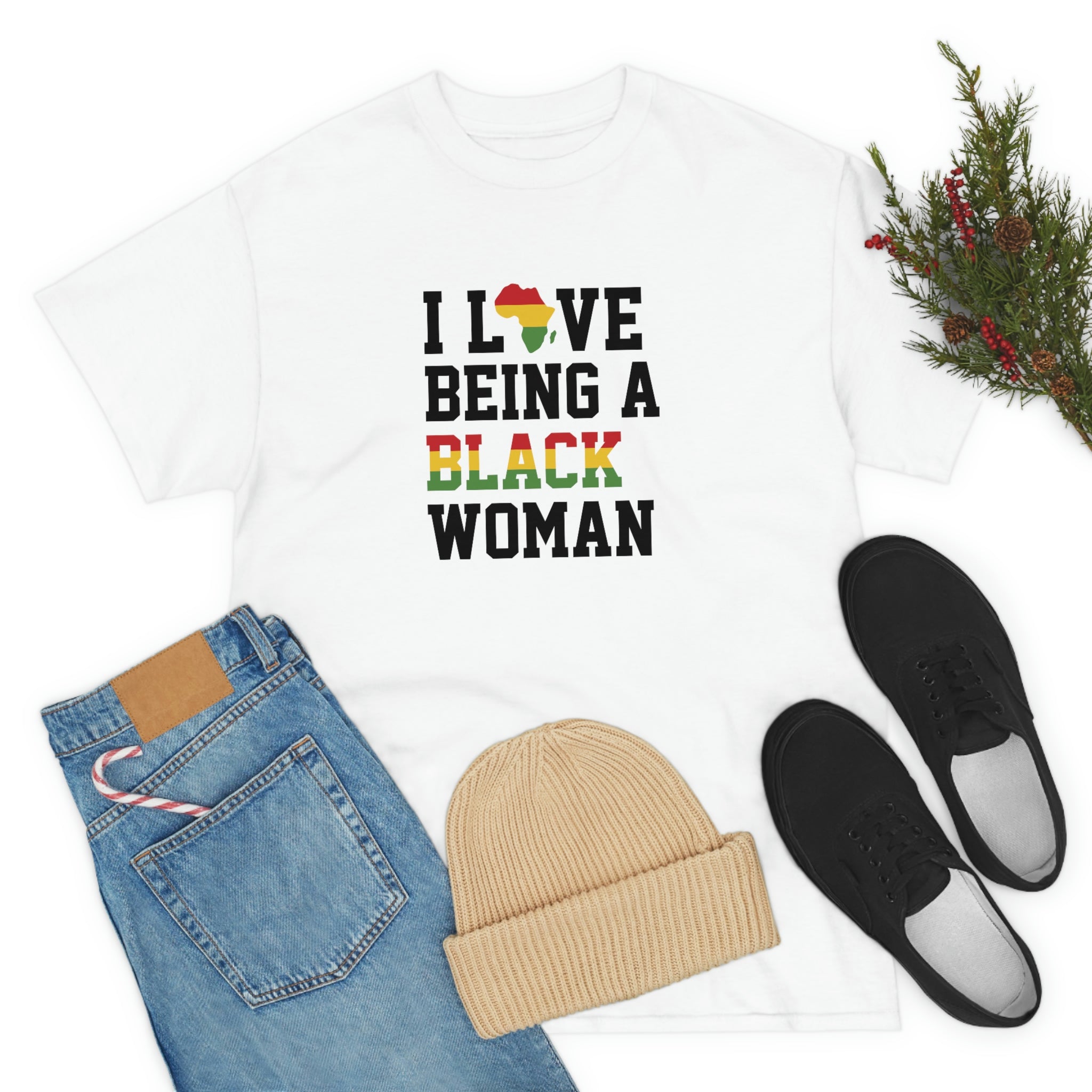 I Love Being a Black Woman Cotton Tee T-Shirt Pink Sweetheart