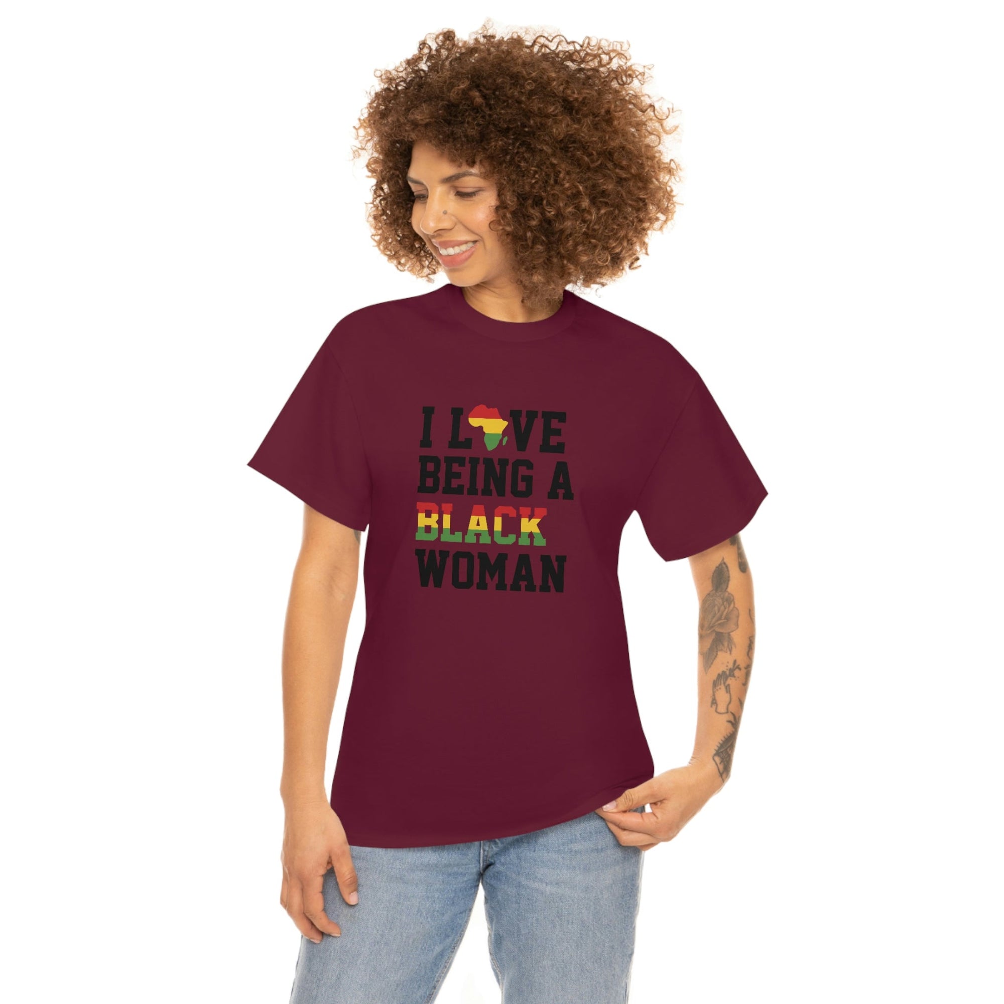 I Love Being a Black Woman Cotton Tee T-Shirt Pink Sweetheart