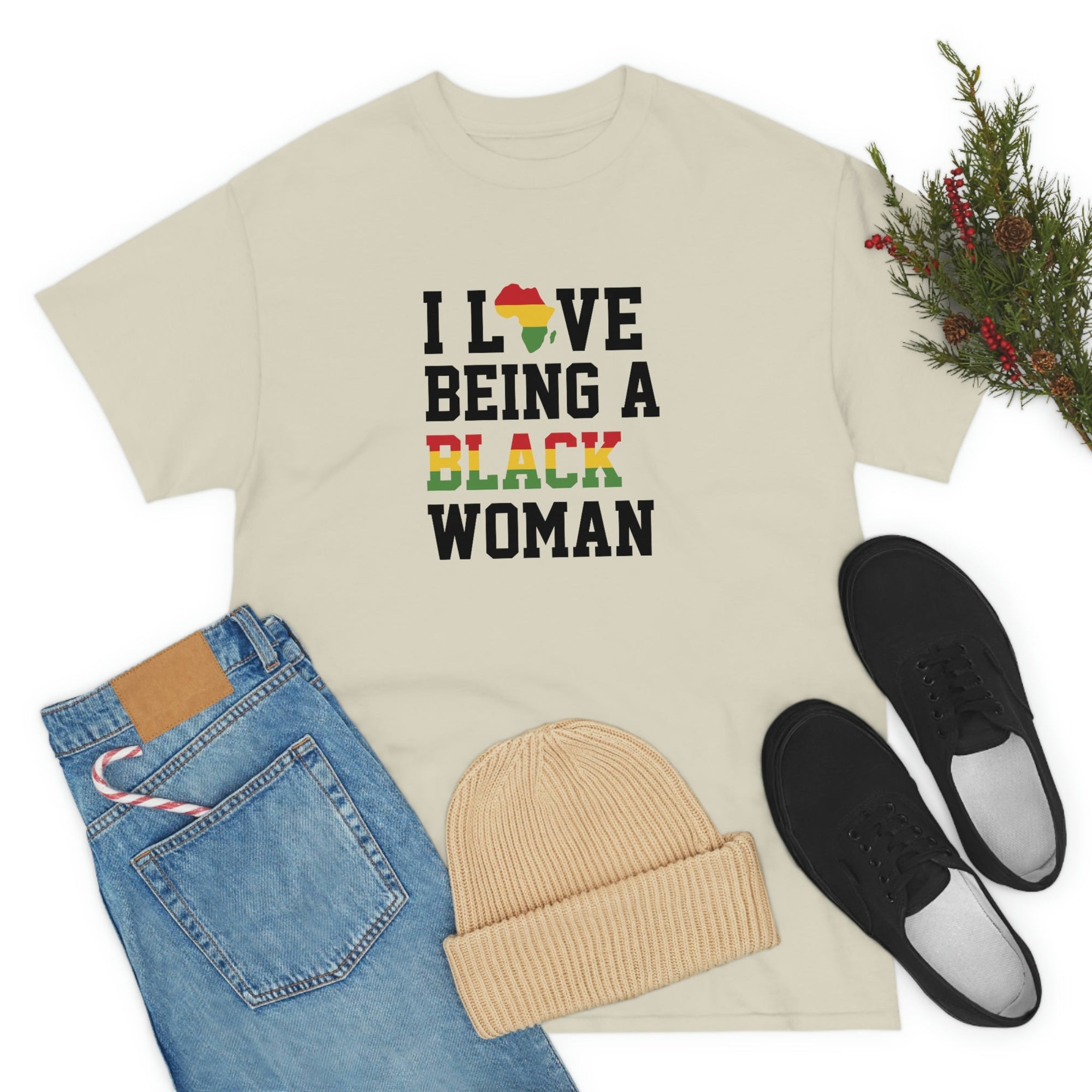 I Love Being a Black Woman Cotton Tee T-Shirt Pink Sweetheart