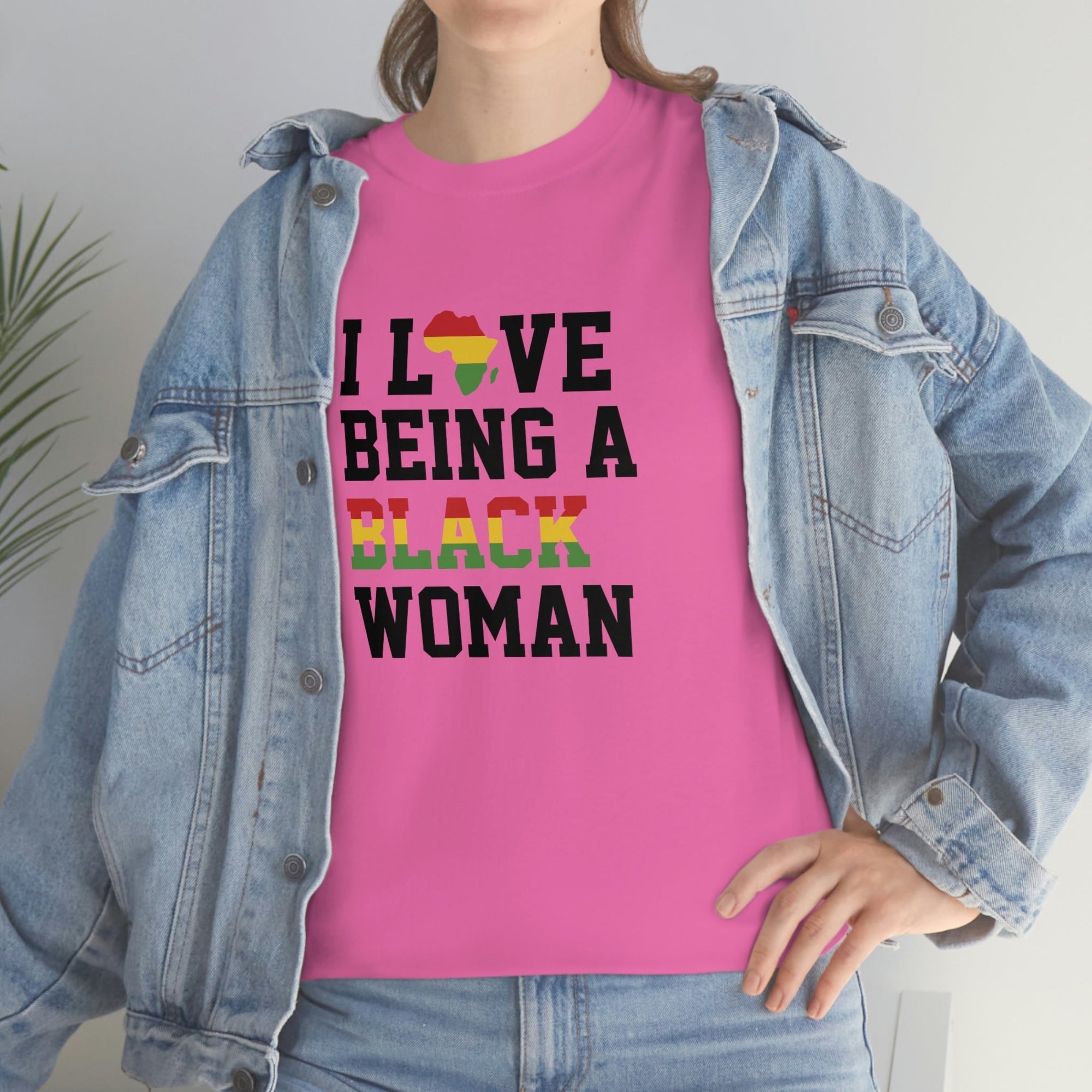 I Love Being a Black Woman Cotton Tee T-Shirt Pink Sweetheart