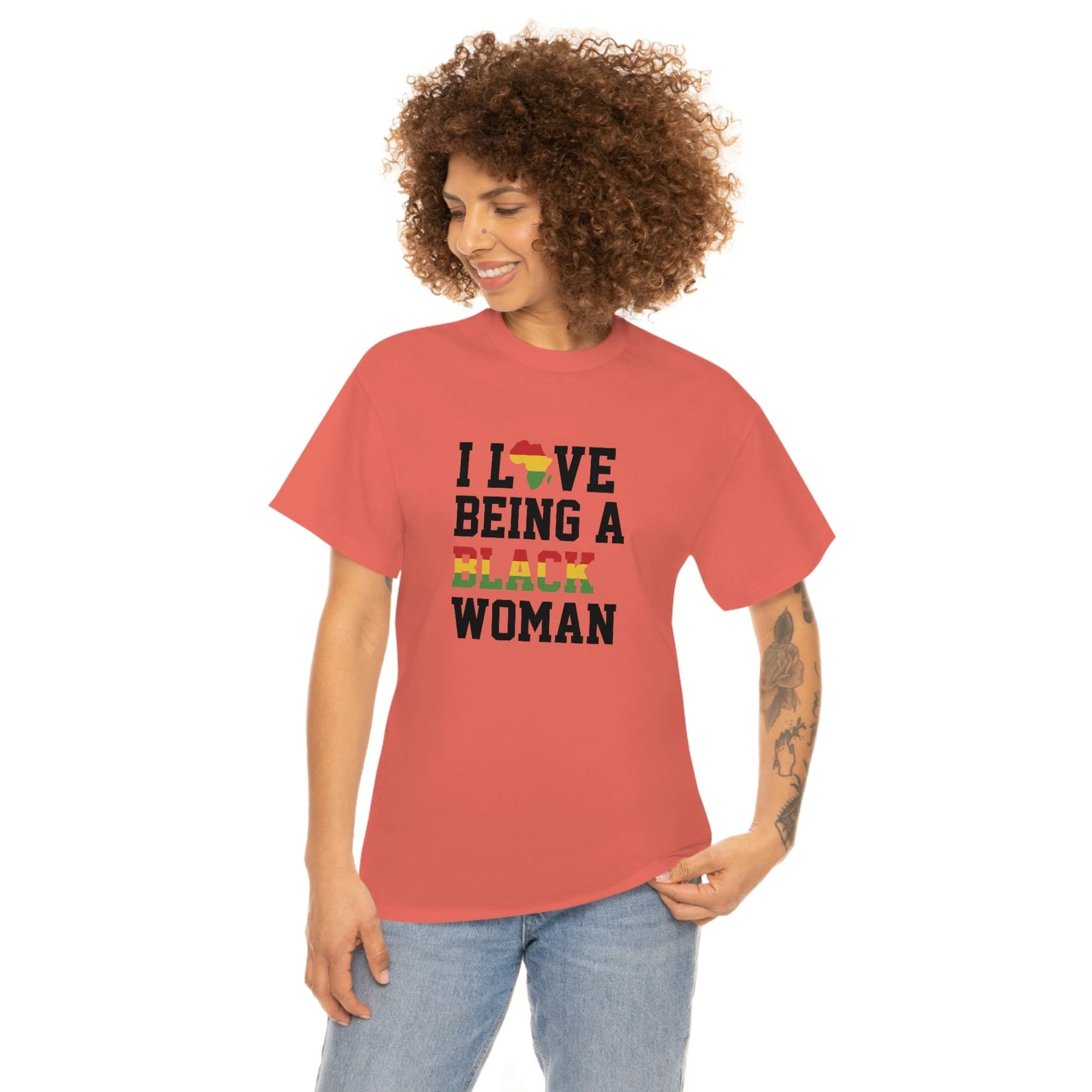 I Love Being a Black Woman Cotton Tee T-Shirt Pink Sweetheart