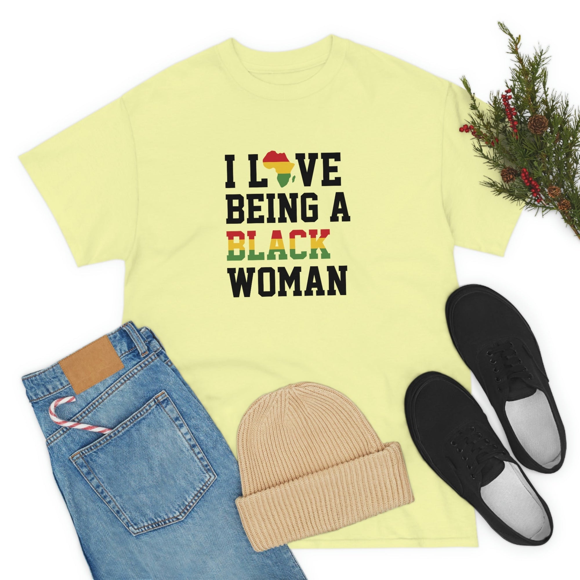 I Love Being a Black Woman Cotton Tee T-Shirt Pink Sweetheart