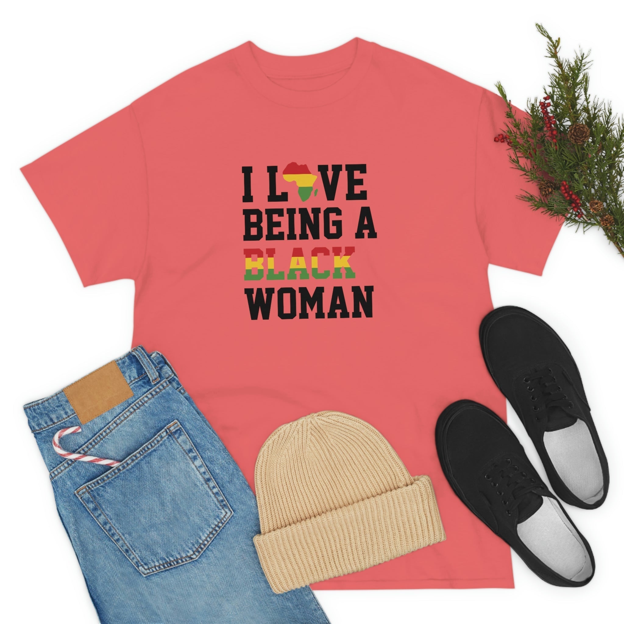 I Love Being a Black Woman Cotton Tee T-Shirt Pink Sweetheart