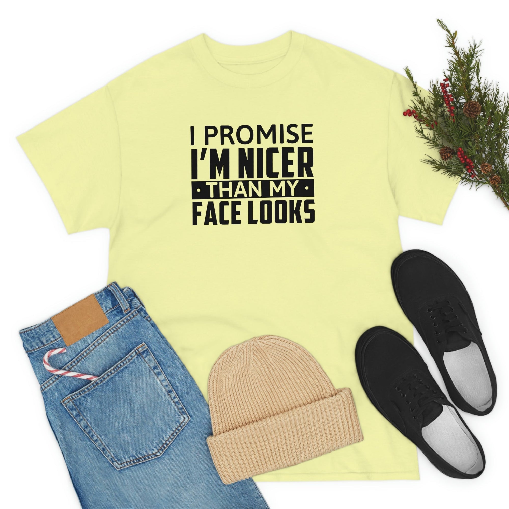 I'm Nicer Than My Face Looks Cotton Tee T-Shirt Pink Sweetheart