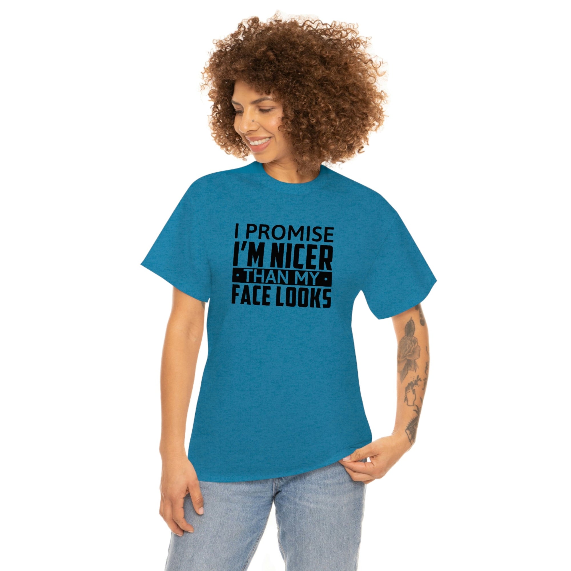 I'm Nicer Than My Face Looks Cotton Tee T-Shirt Pink Sweetheart
