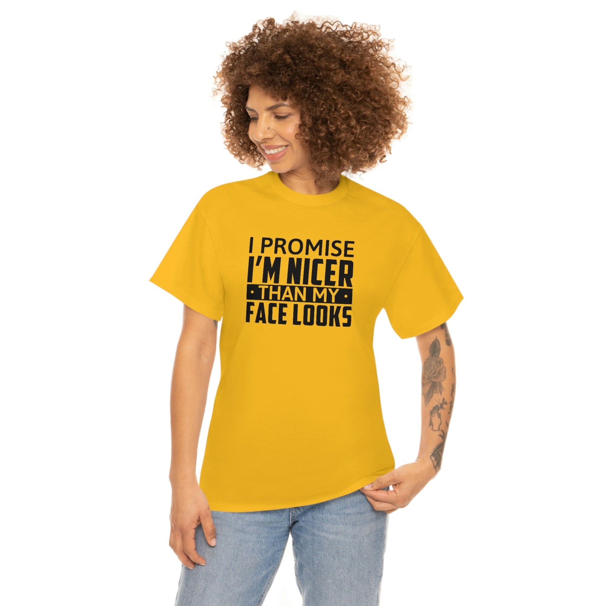 I'm Nicer Than My Face Looks Cotton Tee T-Shirt Pink Sweetheart