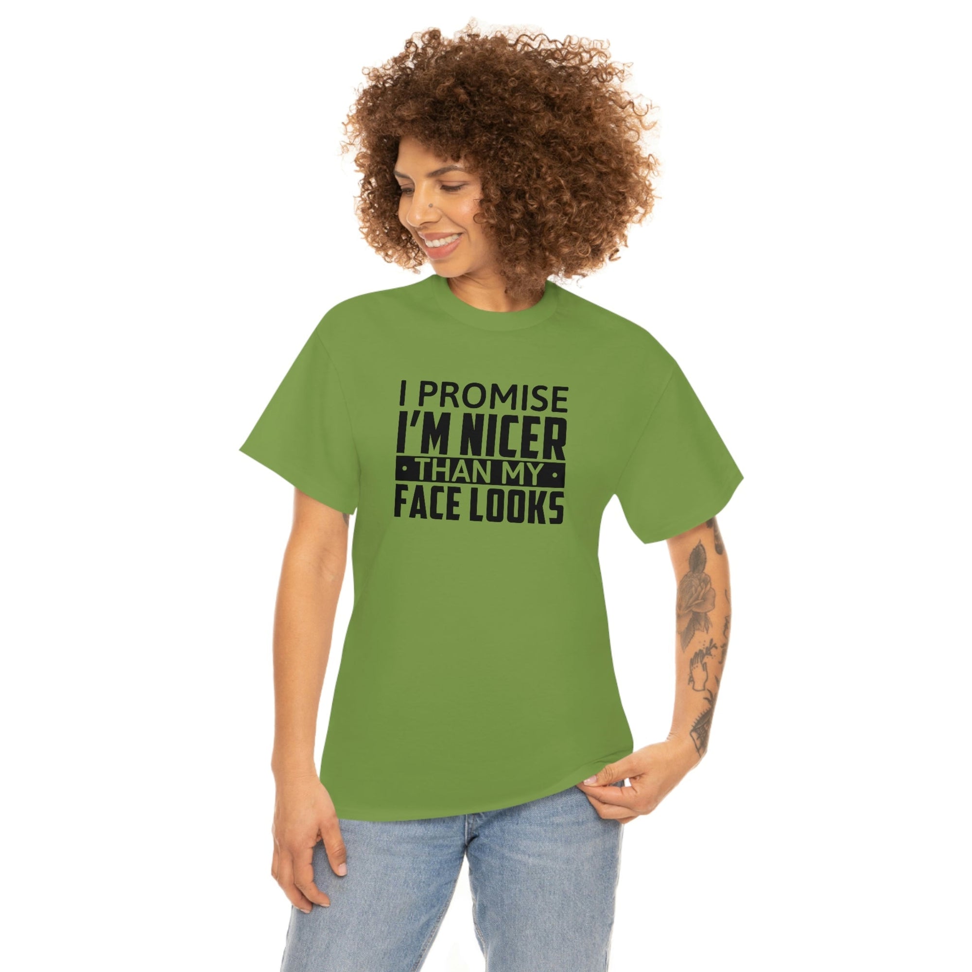 I'm Nicer Than My Face Looks Cotton Tee T-Shirt Pink Sweetheart