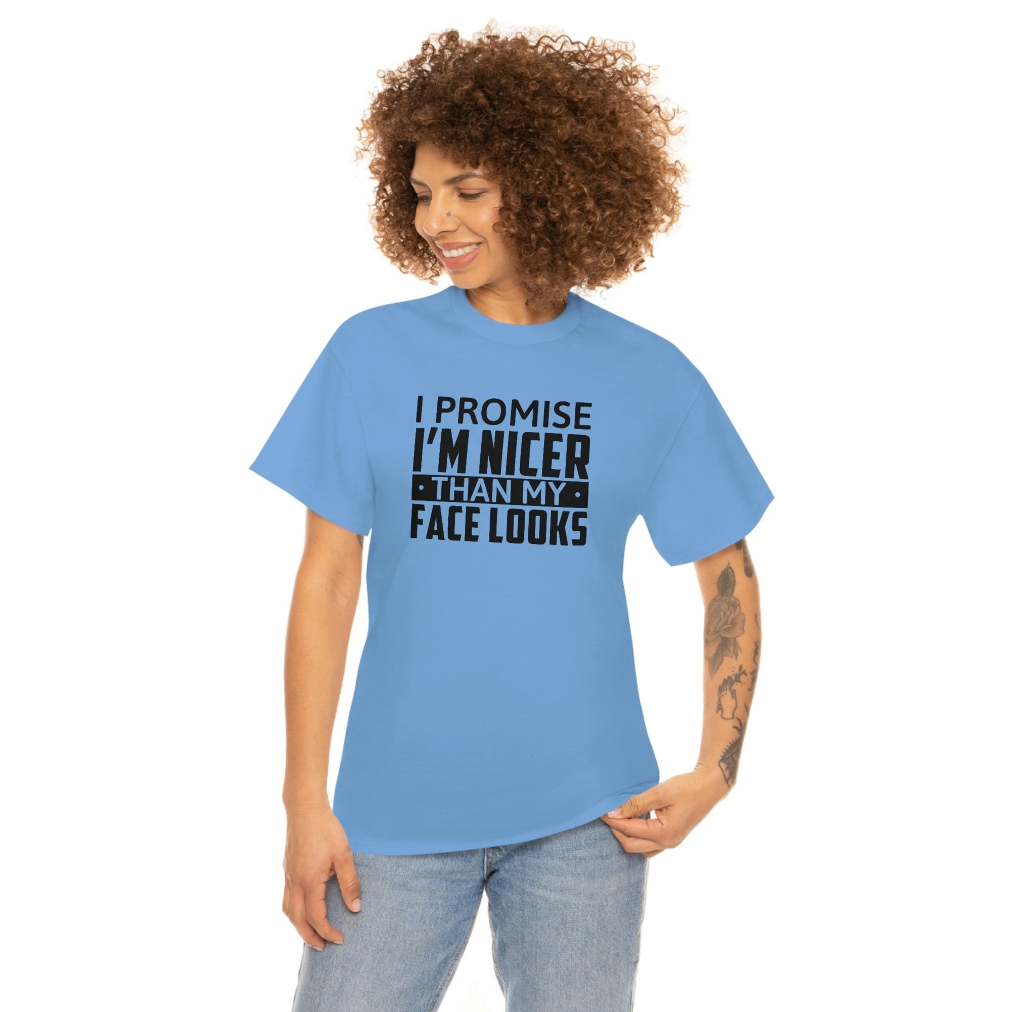 I'm Nicer Than My Face Looks Cotton Tee T-Shirt Pink Sweetheart