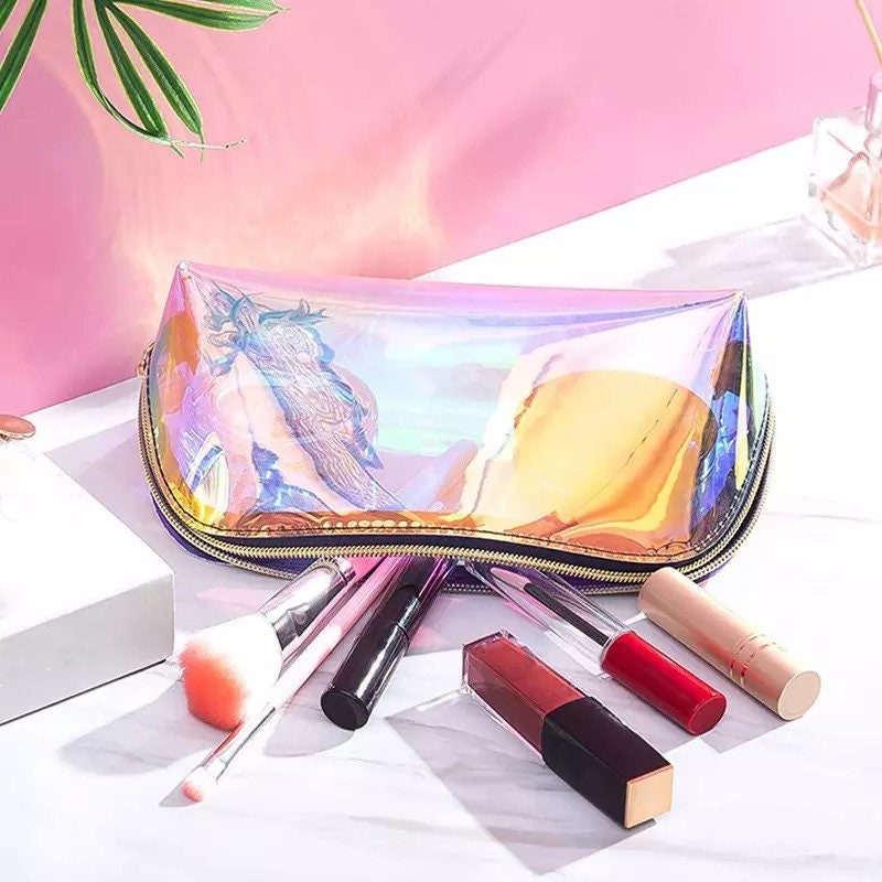 Iridescent Holo Jelly Cosmetic Makeup Bag Cosmetic & Toiletry Bags Pink Sweetheart
