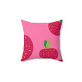 Juicy Red Fruit Square Pillow - Pink Sweetheart