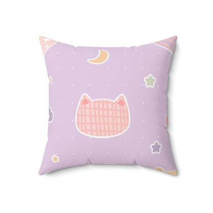 Kawaii Kitty Square Pillow Home Decor Pink Sweetheart