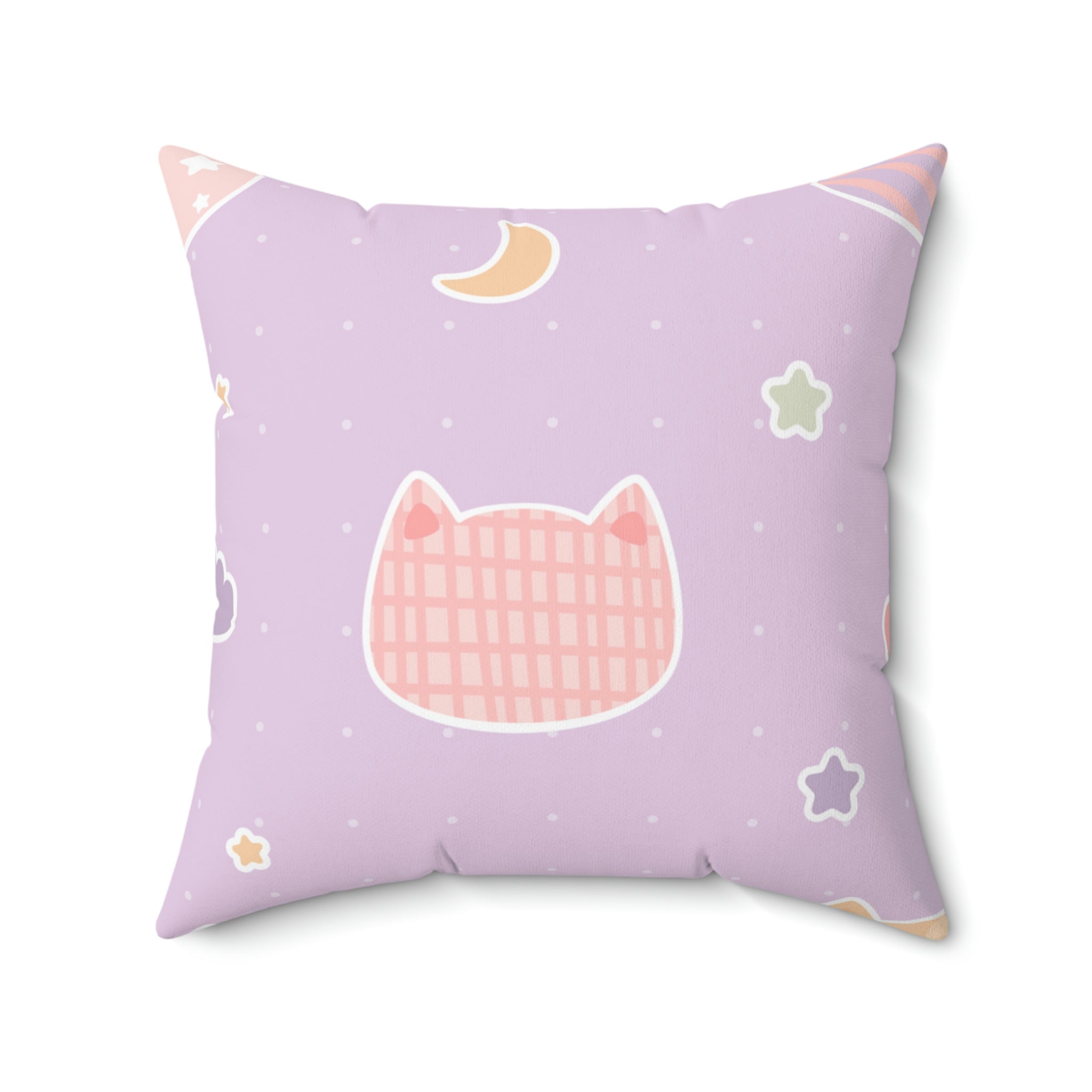 Kawaii Kitty Square Pillow Home Decor Pink Sweetheart