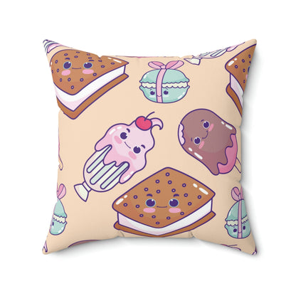 Kawaii Sweet Treats Square Pillow Home Decor Pink Sweetheart