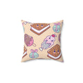 Kawaii Sweet Treats Square Pillow - Pink Sweetheart