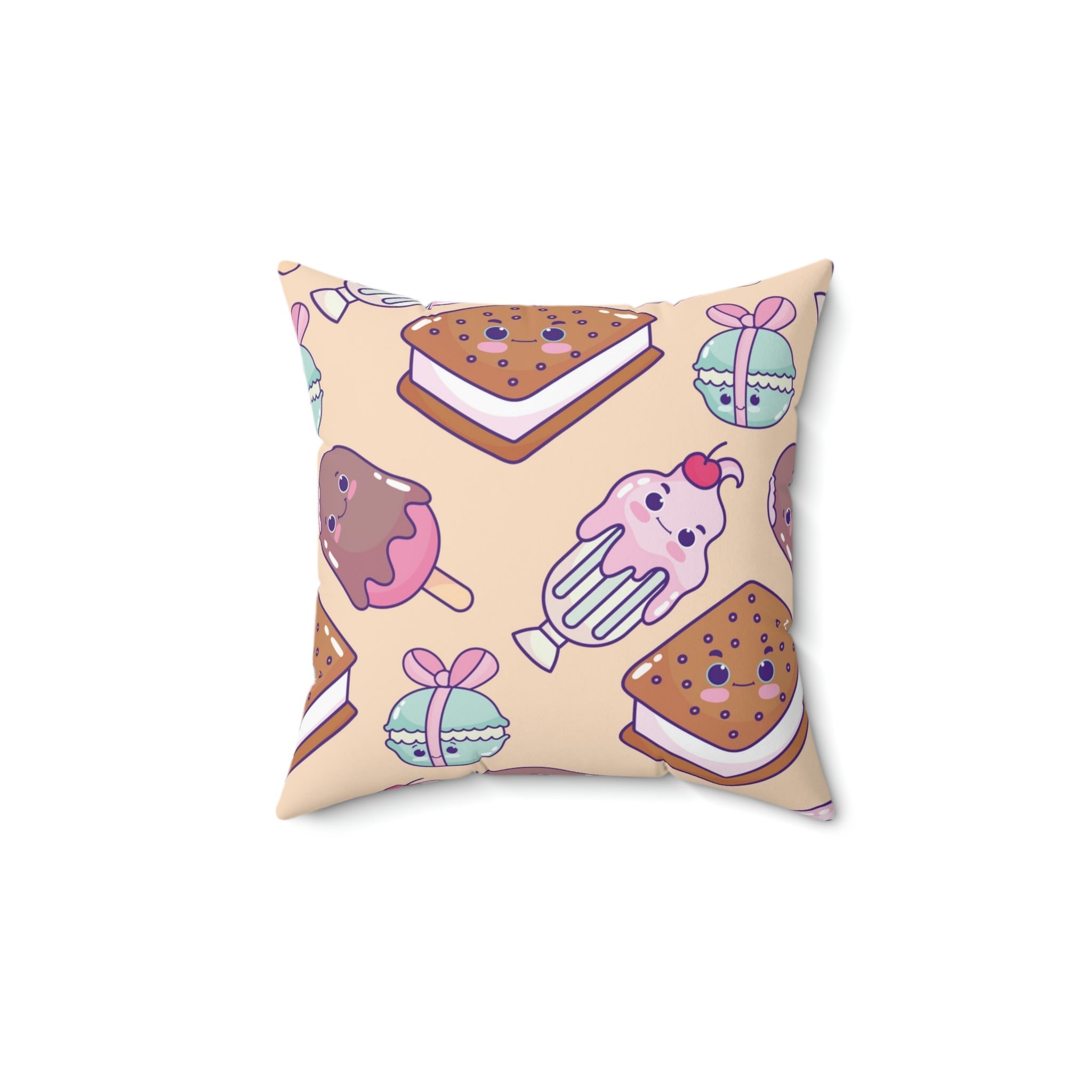 Kawaii Sweet Treats Square Pillow Home Decor Pink Sweetheart