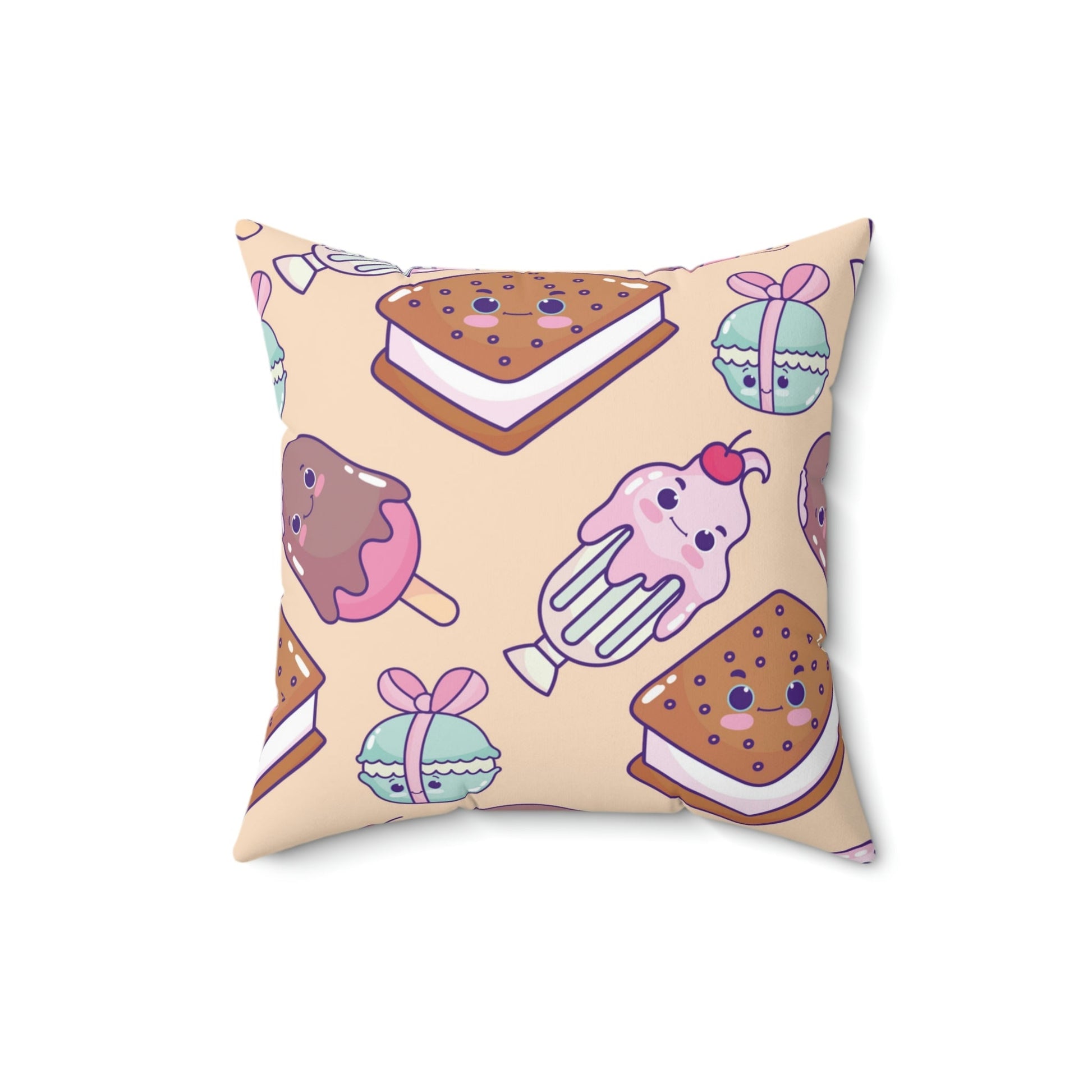 Kawaii Sweet Treats Square Pillow Home Decor Pink Sweetheart