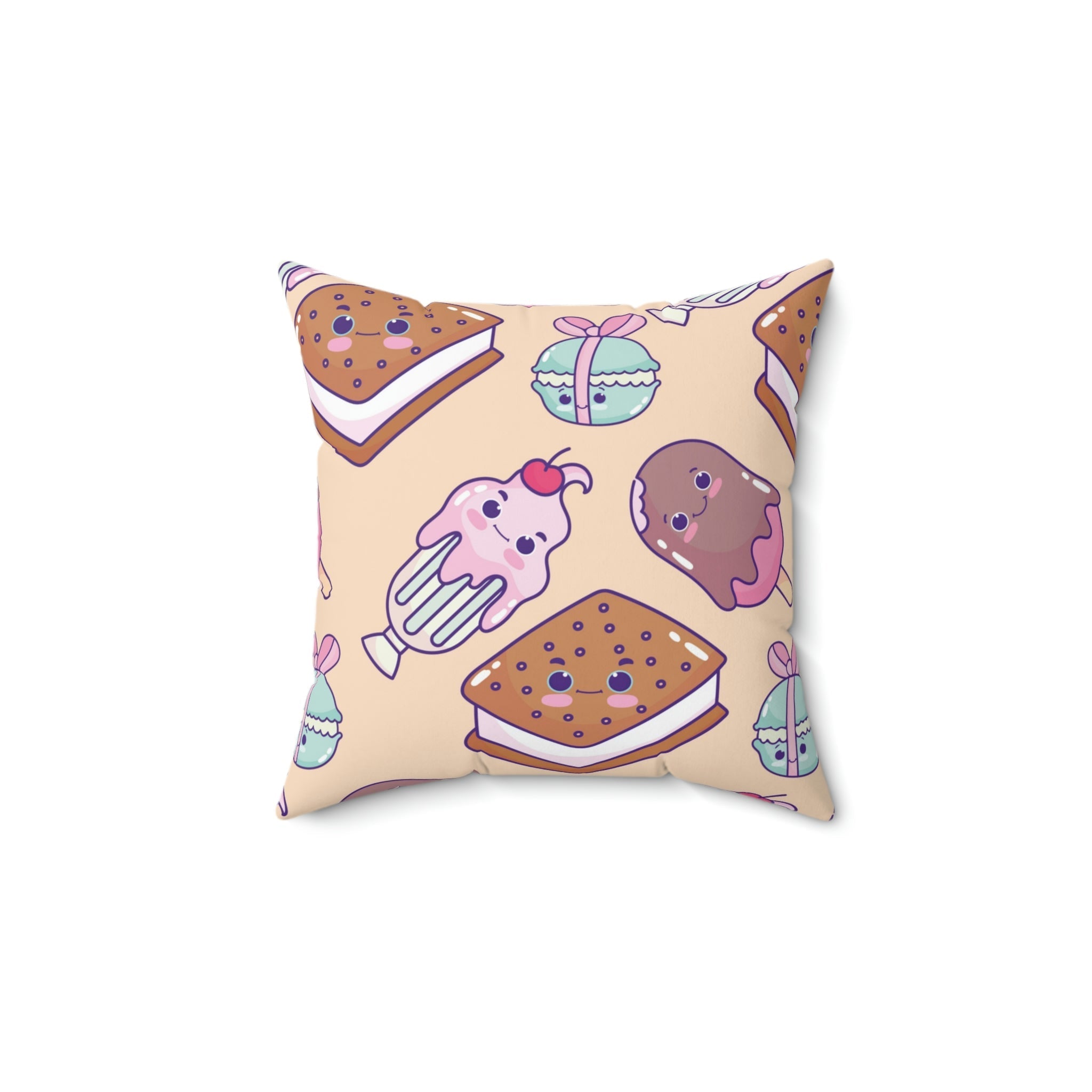 Kawaii Sweet Treats Square Pillow Home Decor Pink Sweetheart