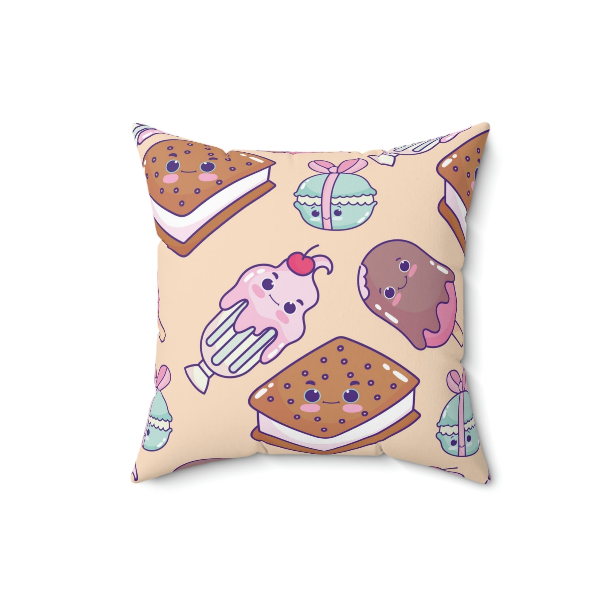 Kawaii Sweet Treats Square Pillow Home Decor Pink Sweetheart