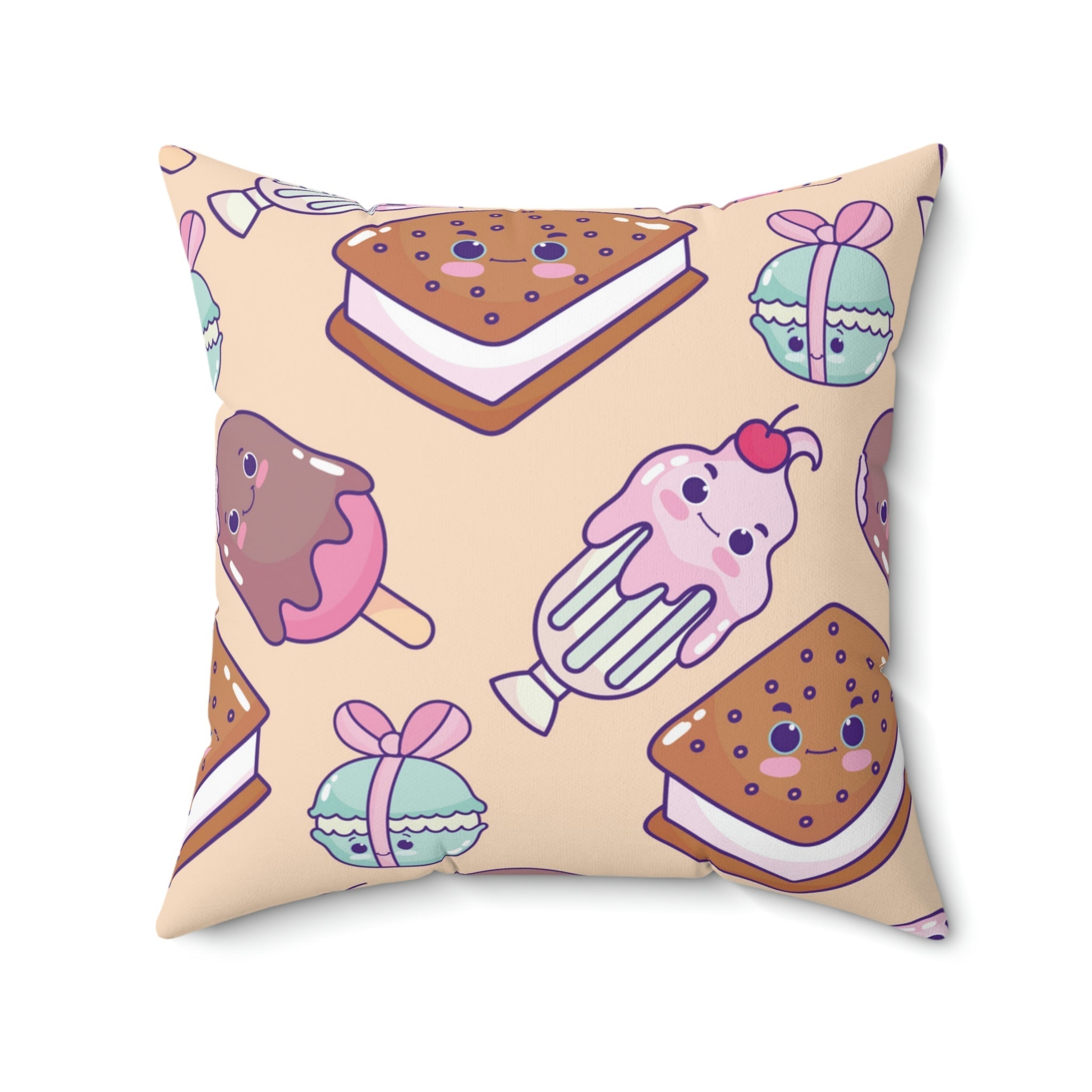 Kawaii Sweet Treats Square Pillow Home Decor Pink Sweetheart