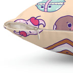 Kawaii Sweet Treats Square Pillow Home Decor Pink Sweetheart