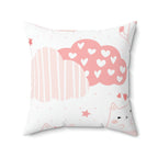 Kitty in the Clouds Square Pillow Home Decor Pink Sweetheart