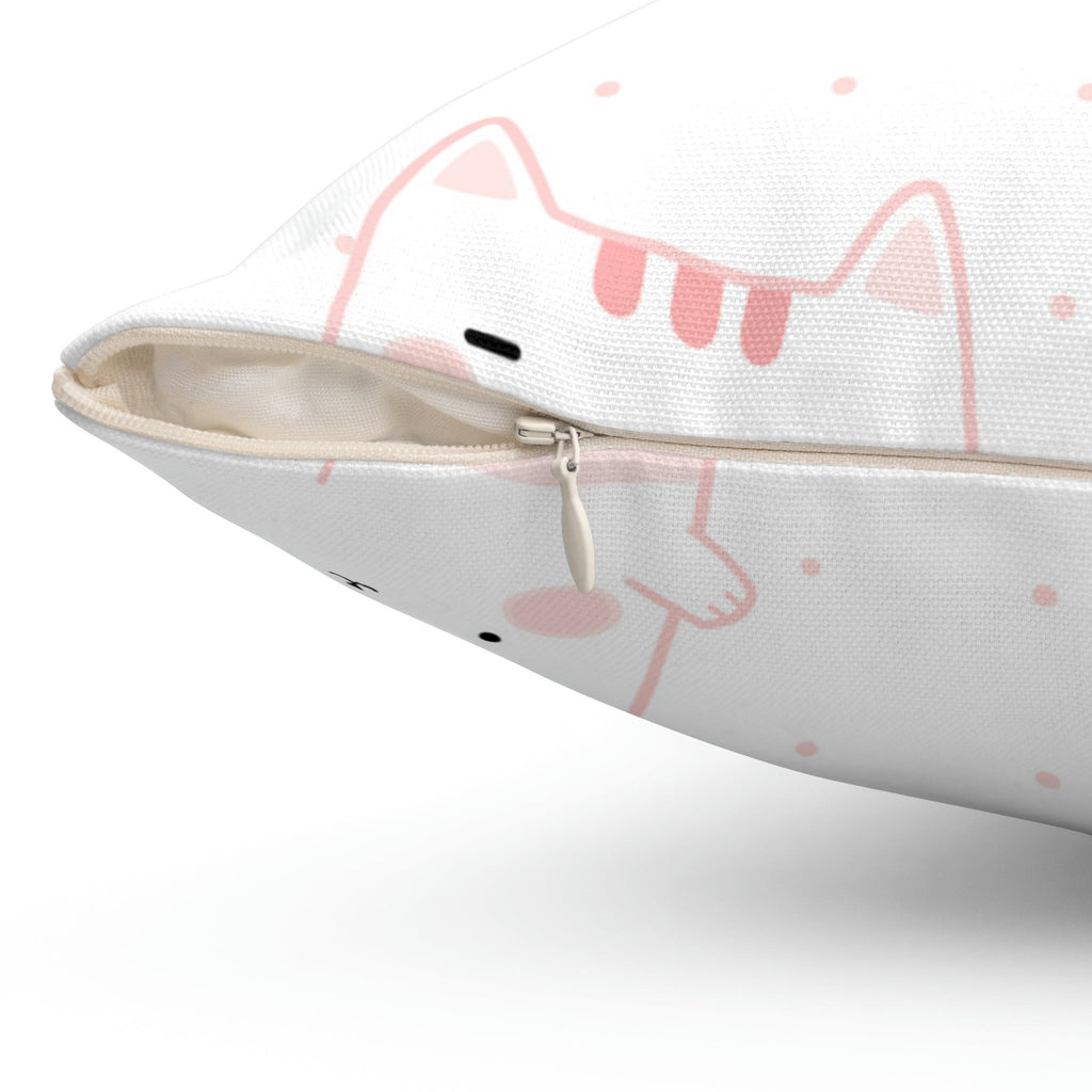 Kitty in the Clouds Square Pillow Home Decor Pink Sweetheart