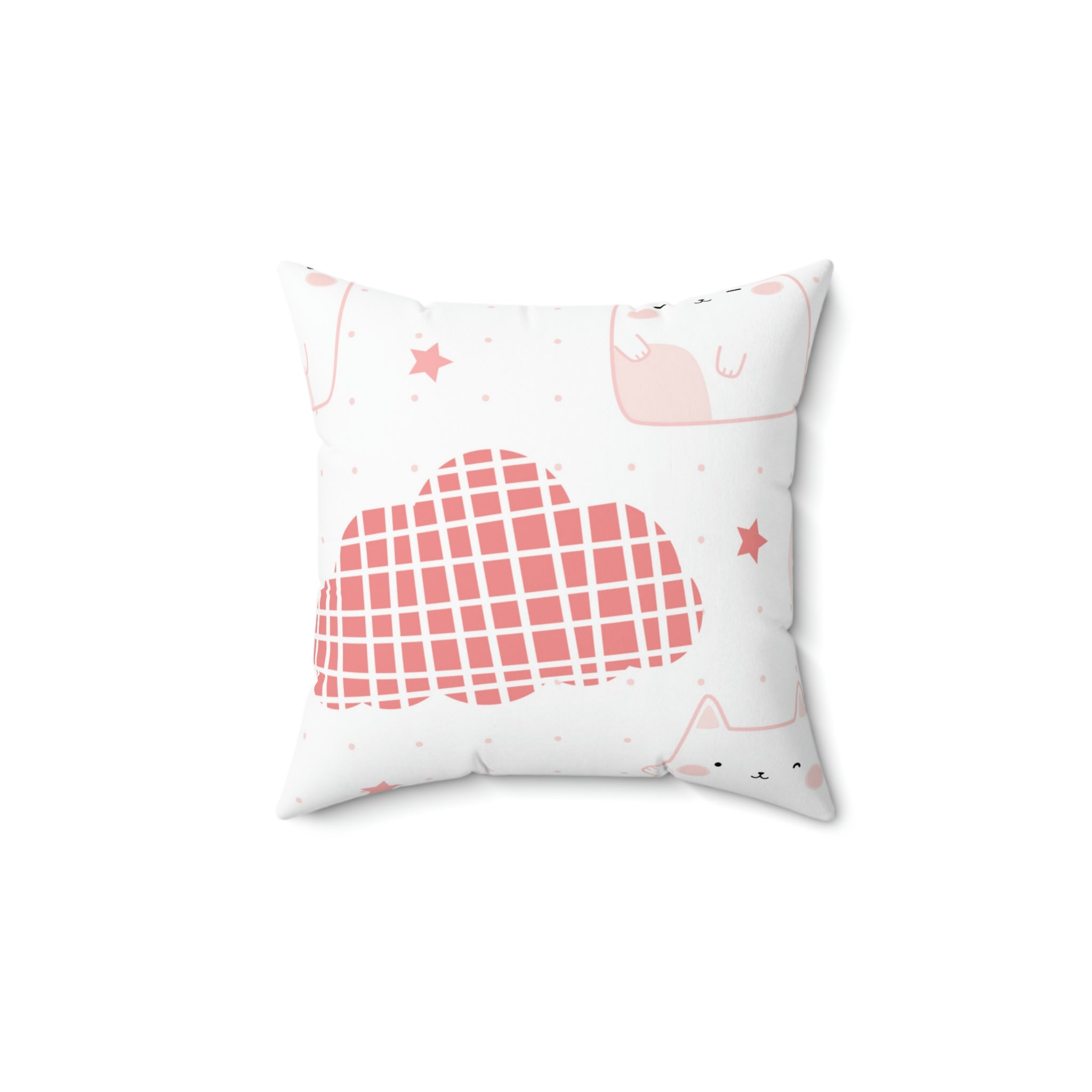 Kitty in the Clouds Square Pillow Home Decor Pink Sweetheart