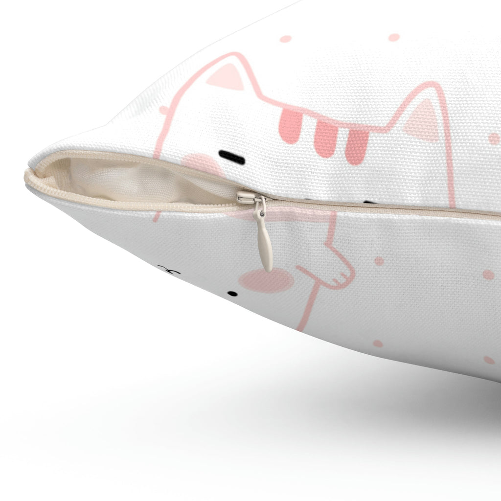 Kitty in the Clouds Square Pillow Home Decor Pink Sweetheart