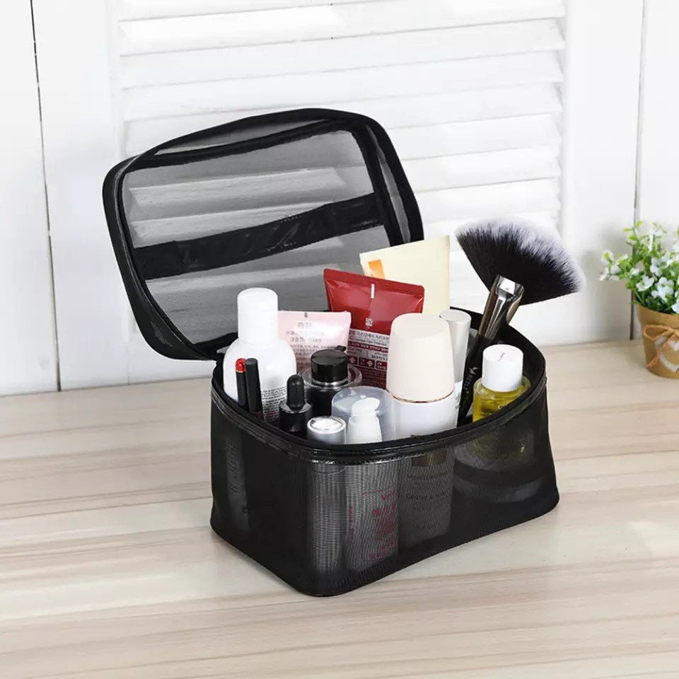 Large Black Mesh Cosmetic Makeup Toiletry Bag Cosmetic & Toiletry Bags Pink Sweetheart