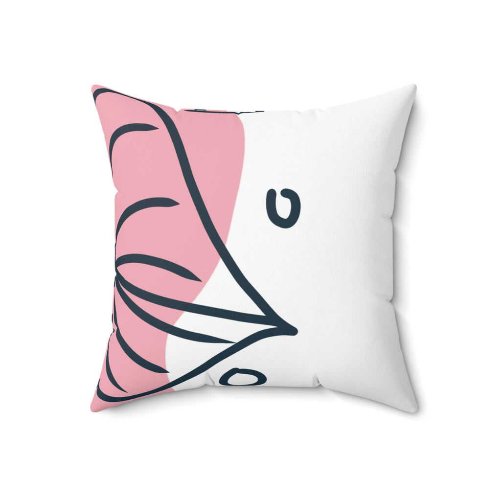 Leafy Touch Square Pillow Home Decor Pink Sweetheart