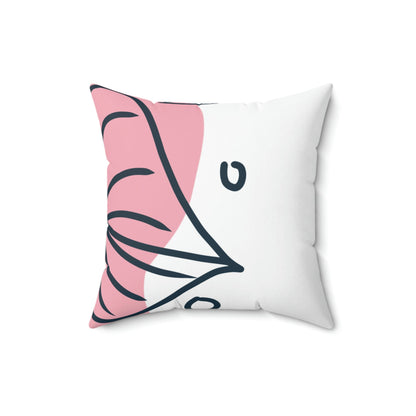 Leafy Touch Square Pillow Home Decor Pink Sweetheart
