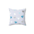 Little Blue Hearts Square Pillow - Pink Sweetheart