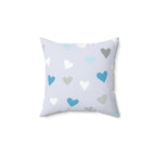 Little Blue Hearts Square Pillow Home Decor Pink Sweetheart